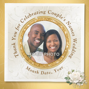 写真カスタム付き結婚のプリントのナプキン, 3サイズ