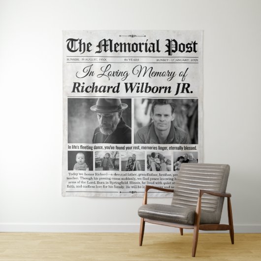 写真カスタム付き記念新聞の背景 タペストリー (インサイチュ)