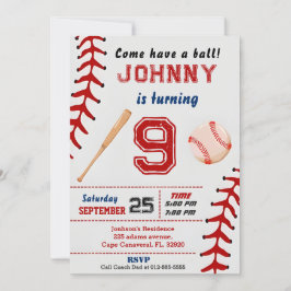 写真カスタム付き誕生日野球招待状 招待状