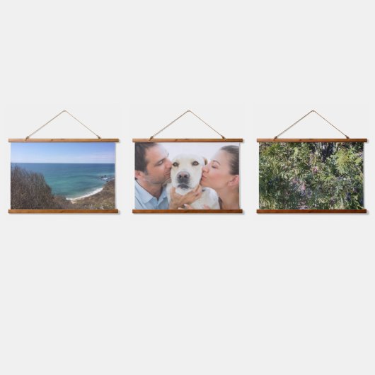 写真カスタム写真パーソナライズされた3 吊り下げ型タペストリー (トリプル)