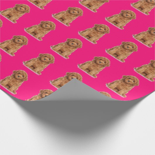 写真カスタム写真ロゴパターン熱ピンク ラッピングペーパー (角)