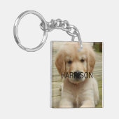 写真カスタム写真名モノグラム連絡情報 キーホルダー (正面左)