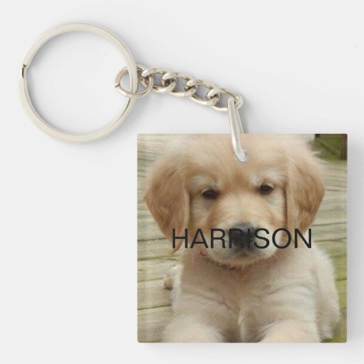 写真カスタム写真名モノグラム連絡情報 キーホルダー (正面)