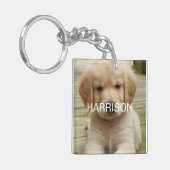 写真カスタム写真名モノグラム連絡情報 キーホルダー (正面左)