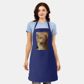 写真カスタム写真文字青パーソナライズされた エプロン (着用した状態)