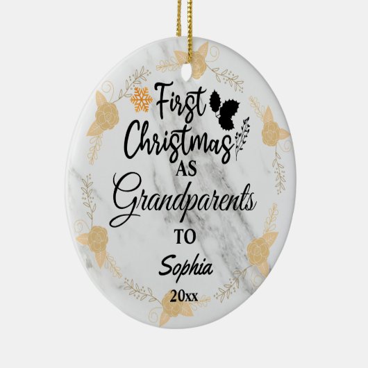 写真カスタム初めてのクリスマスを祖父母として2023 セラミックオーナメント (右)