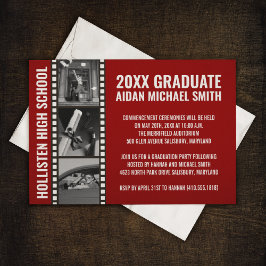 写真カスタム卒業発表[赤] 招待状