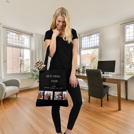 写真カスタム友最高の人コラージュ白黒 トートバッグ