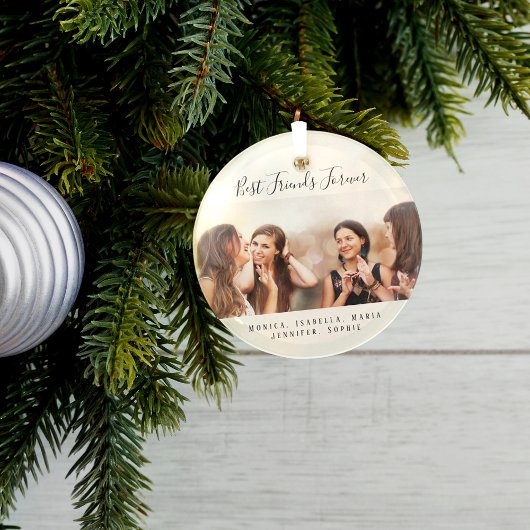写真カスタム友最高の達は永遠に残す ガラスオーナメント