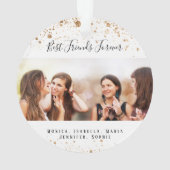 写真カスタム友最高の達は永遠の金ゴールドグリッター オーナメント (裏面)