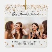 写真カスタム友最高の達は永遠の金ゴールドグリッター セラミックオーナメント (裏面)