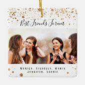 写真カスタム友最高の達は永遠の金ゴールドグリッター セラミックオーナメント (正面)