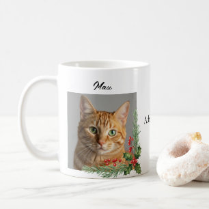 写真カスタム名キャットまたは犬のオーナークリスマスプレゼント コーヒーマグカップ