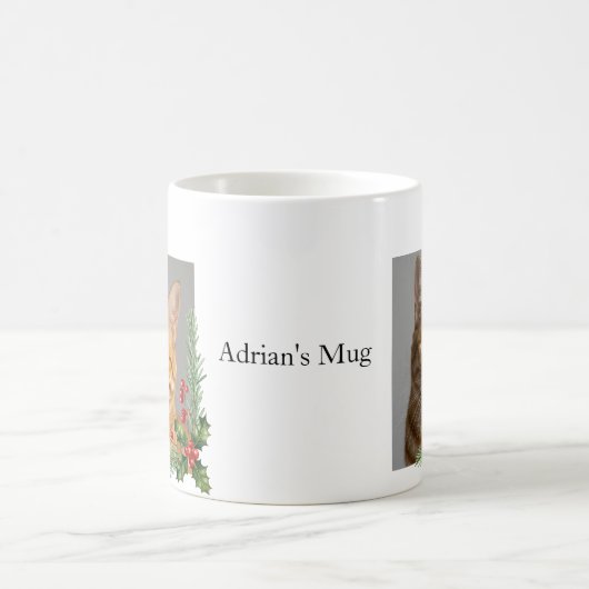 写真カスタム名キャットまたは犬のオーナークリスマスプレゼント コーヒーマグカップ (中央)