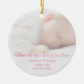 写真カスタム名ベビー誕生発表祝日 セラミックオーナメント (正面)
