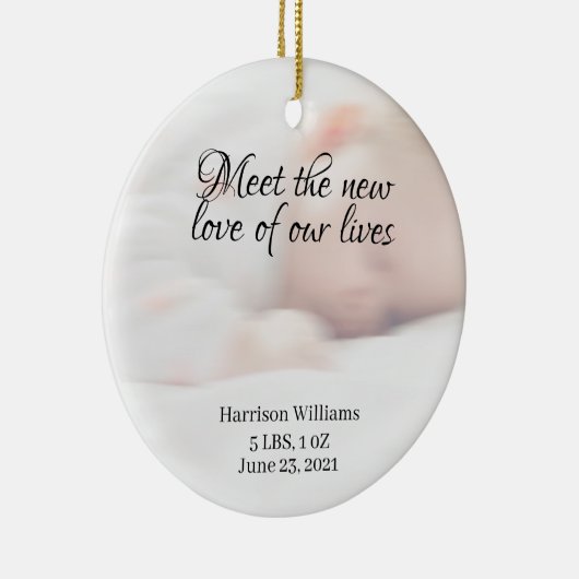 写真カスタム名ベビー誕生発表 セラミックオーナメント (右)