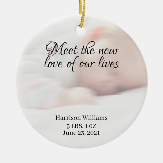 写真カスタム名ベビー誕生発表 セラミックオーナメント (正面)