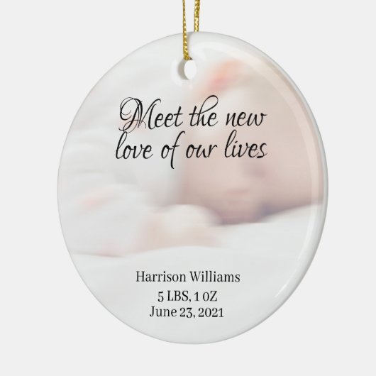 写真カスタム名ベビー誕生発表 セラミックオーナメント (左)
