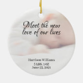 写真カスタム名ベビー誕生発表 セラミックオーナメント (裏面)