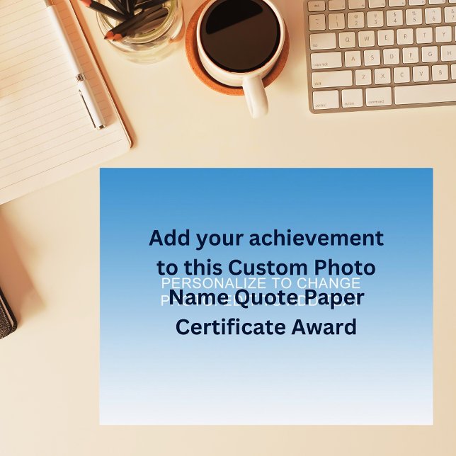 写真カスタム名引用文紙証明書賞 (Custom Photo Name Quote Paper Certificate Award)