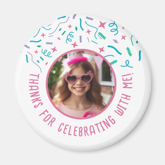 写真カスタム名紙吹雪お祝いありがとう マグネット (正面)