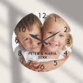 写真カスタム子供の名前の年 ラージ壁時計