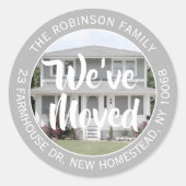 写真カスタム引っ越しました差出人住所ラベル ラウンドシール (正面)