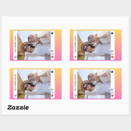 写真カスタム文字インスタモダンラムピンク 長方形シール
