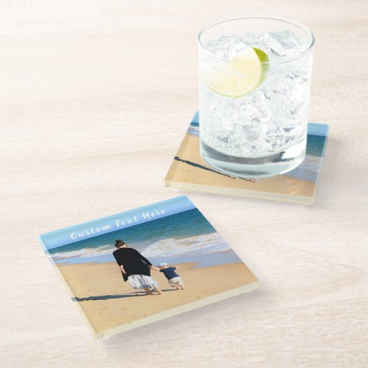 写真カスタム文字ガラスコースターあなたの写真ママ ガラスコースター (アングル)