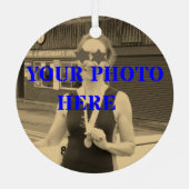 写真カスタム文字クリスマス・ローワー海軍 メタルオーナメント (裏面)