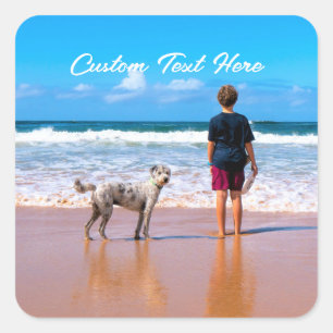 写真カスタム文字ステッカーYour photos with Pet スクエアシール
