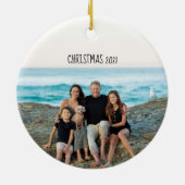 写真カスタム文字パーソナライズされた セラミックオーナメント (裏面)