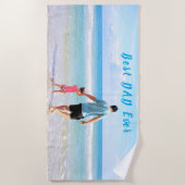 写真カスタム文字ビーチタオルあなたの写真とパパ ビーチタオル (正面)