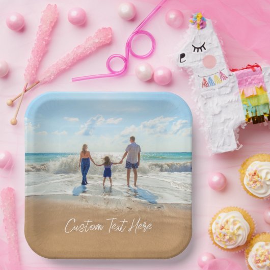 写真カスタム文字紙プレートあなたの写真デザイン ペーパープレート (パーティー)