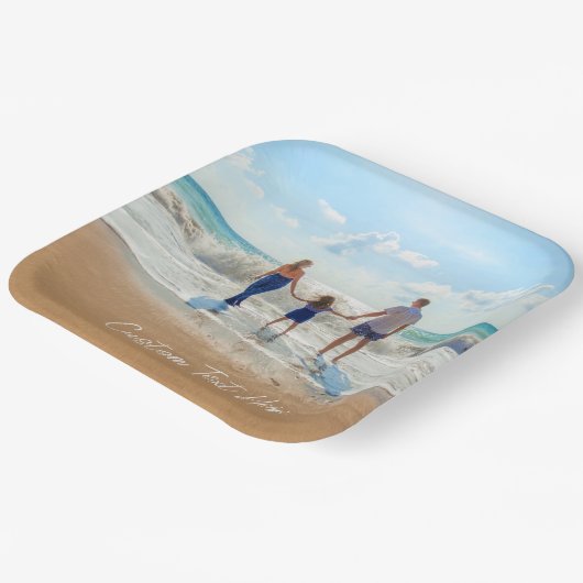 写真カスタム文字紙プレートあなたの写真デザイン ペーパープレート (傾斜あり)