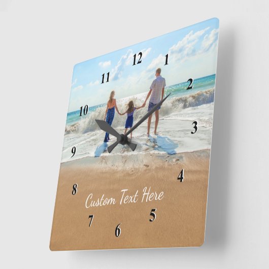 写真カスタム時計と文字名 スクエア壁時計 (傾斜)