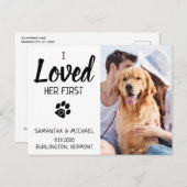 写真カスタム犬の結婚式の日付を保存 案内ポストカード (正面/裏面)