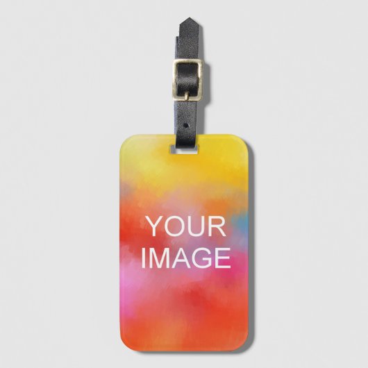 写真カスタム画像またはロゴ名の文字テンプレート ラゲッジタグ (正面縦)