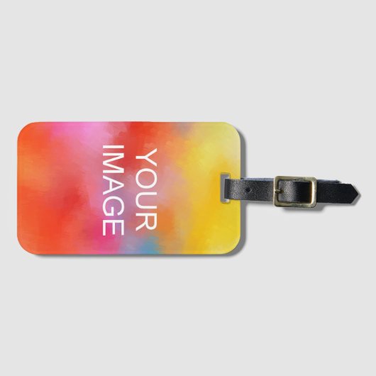 写真カスタム画像またはロゴ名の文字テンプレート ラゲッジタグ (正面横)