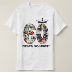 写真カスタム番号コラージュ60文字クラウンホワイト Tシャツ