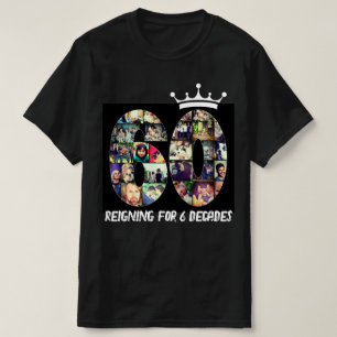 写真カスタム番号コラージュ60文字クラウンTシャツ Tシャツ