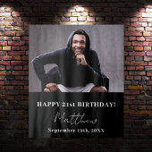 写真カスタム白黒モダン男の誕生日 タペストリー