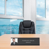 写真カスタム白黒モノグラモダンム デスクネームプレート