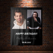 写真カスタム白黒友達の誕生日 タペストリー