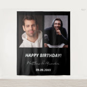 写真カスタム白黒友達の誕生日 タペストリー (正面)