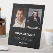 写真カスタム白黒友達の誕生日 台座サイン (インサイチュ)