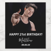 写真カスタム白黒誕生会 ワインラベル (シングルラベル)