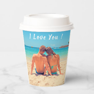 写真カスタム紙カップと文字- I Love You 紙コップ