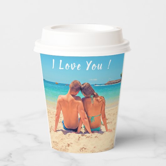 写真カスタム紙カップと文字- I Love You 紙コップ (正面)