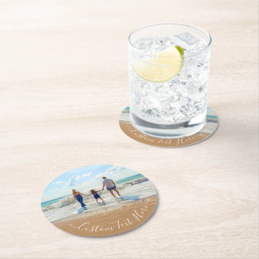 写真カスタム紙コースターあなたの写真と文字 ラウンドペーパーコースター (インサイチュ)